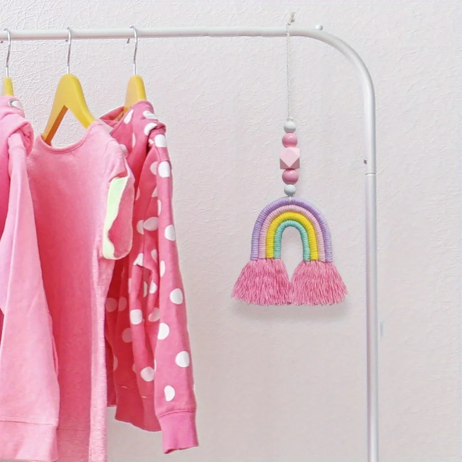 Home Art Textiles - Rainbow Wind Chimes Weaving Miniature Hanging