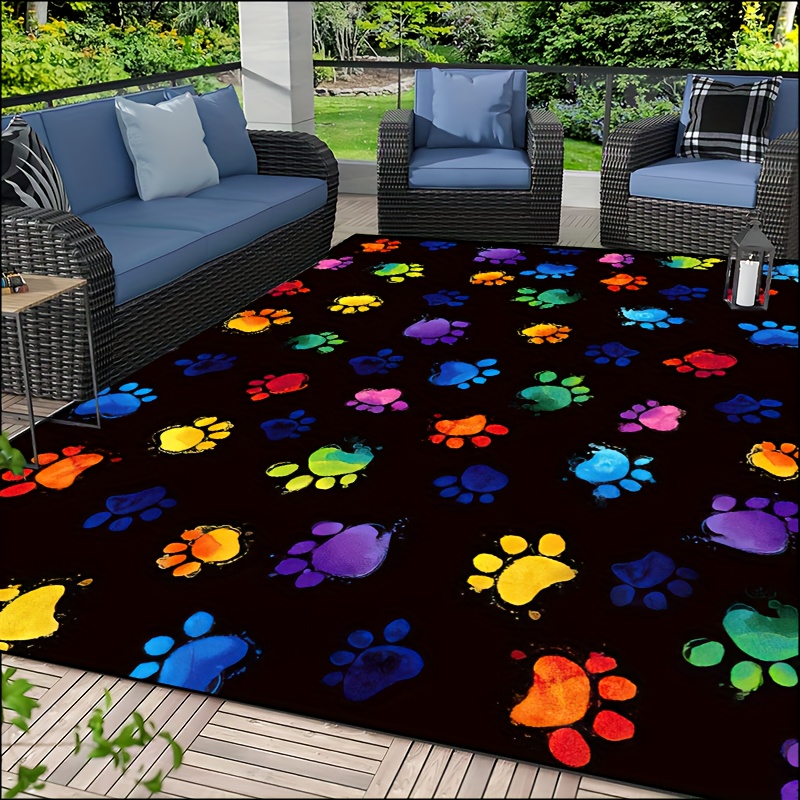 1pc Vibrant Dog Paw Print Area - Home Textiles Designer review and price