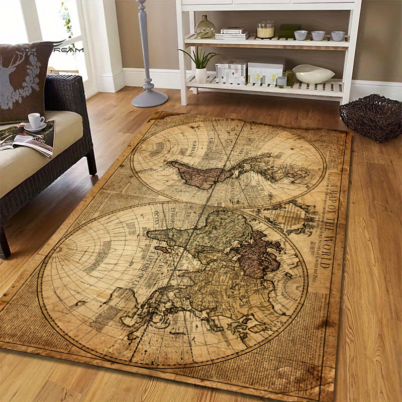 Vintage Map Design Non-Slip Fl - Home Textiles Designer review and price